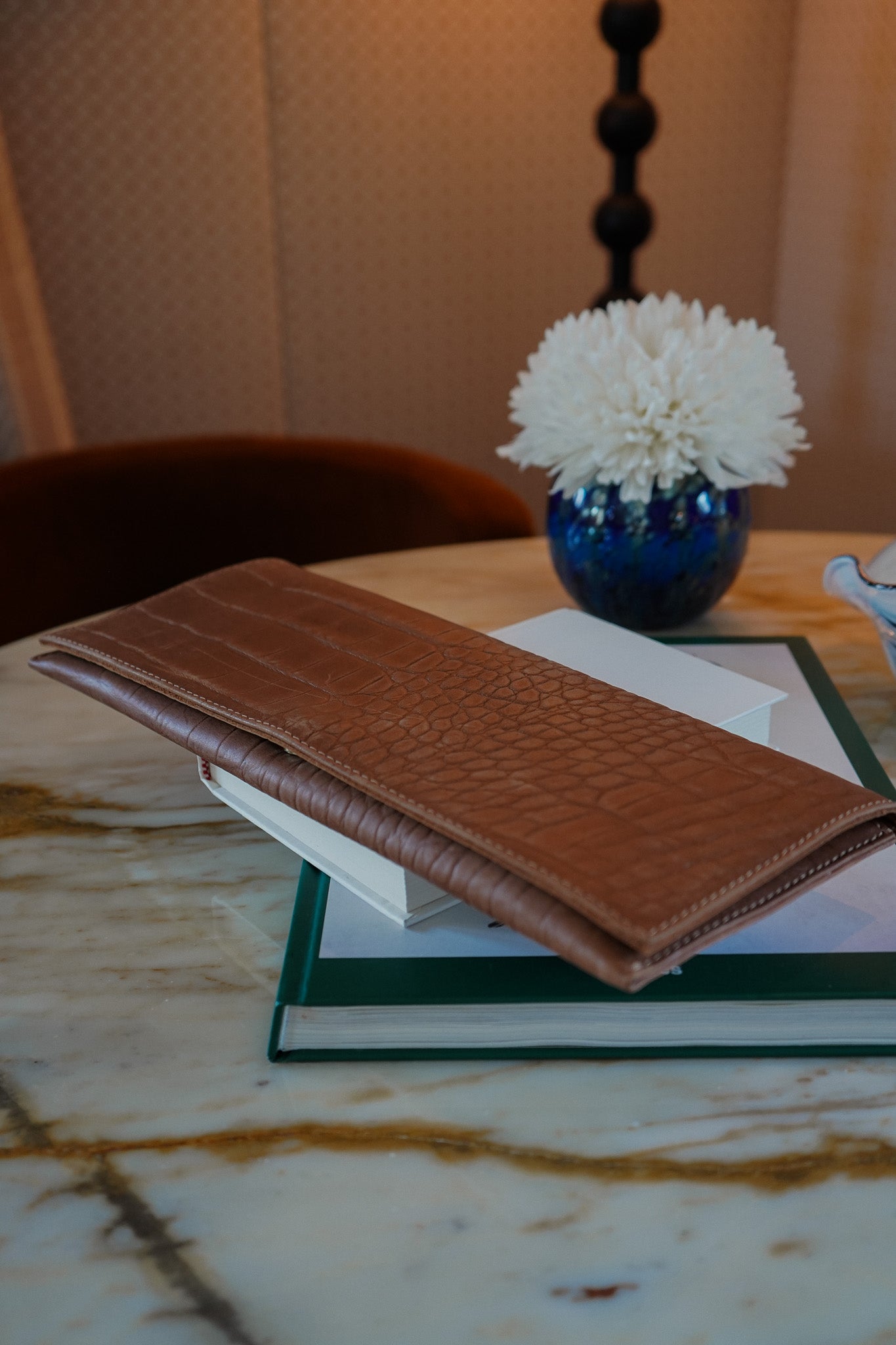 Yeshi Full-Grain Leather Foldover Clutch – Crocodile Embossed, Handcrafted in Ethiopia - Image 9