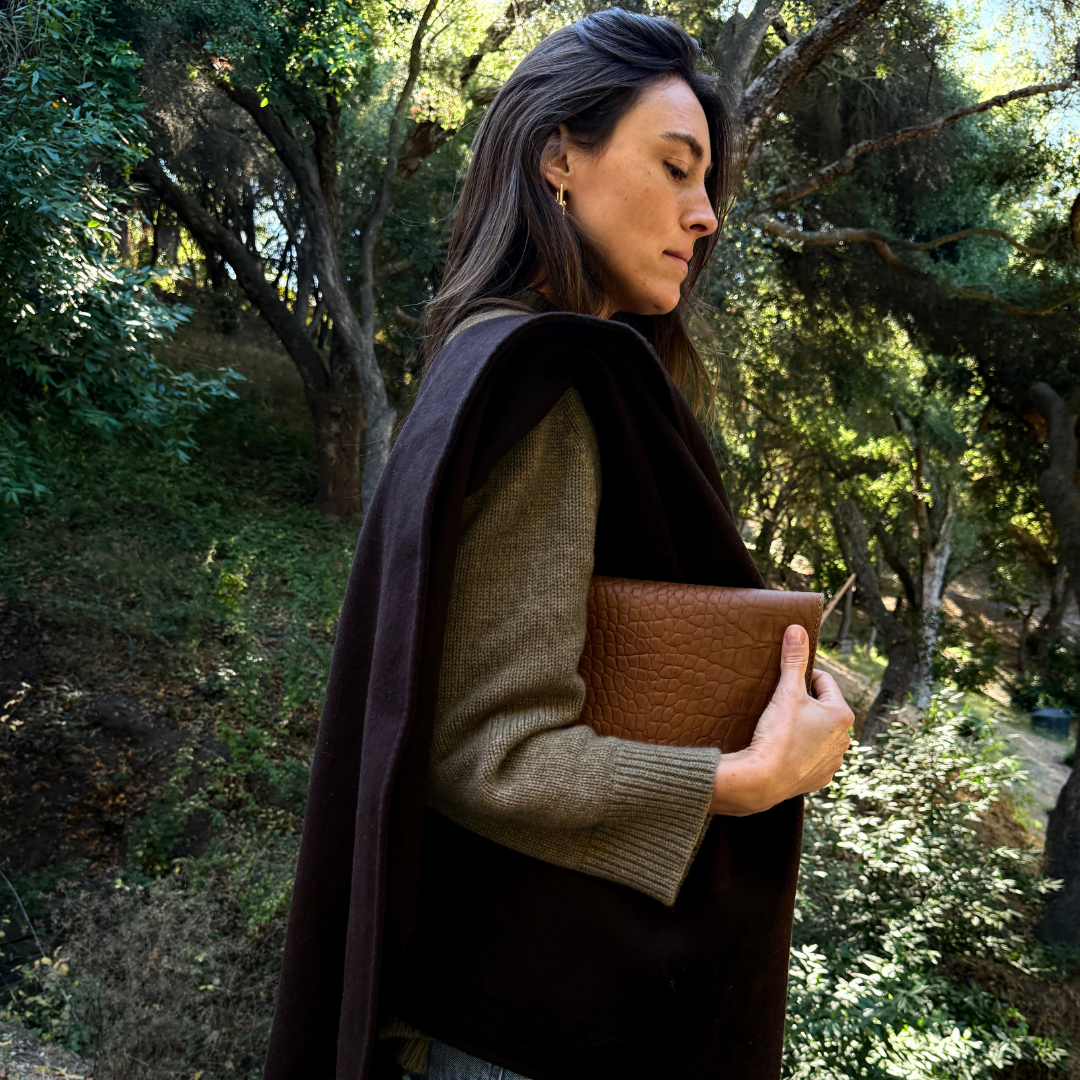 Yeshi Full-Grain Leather Foldover Clutch – Crocodile Embossed, Handcrafted in Ethiopia - Image 11