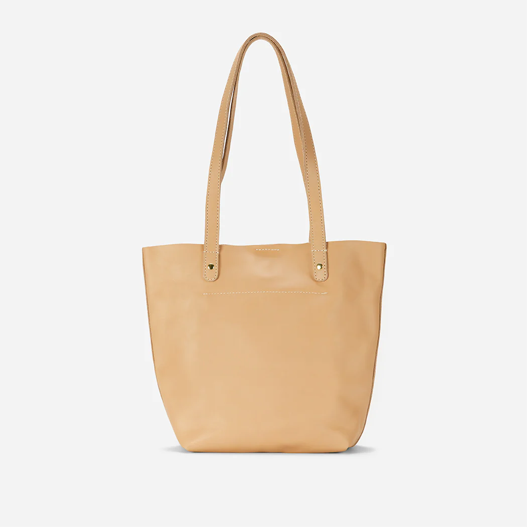 Caroline Small Full-Grain Leather Tote – Sand, Handcrafted in Ethiopia - Image 3