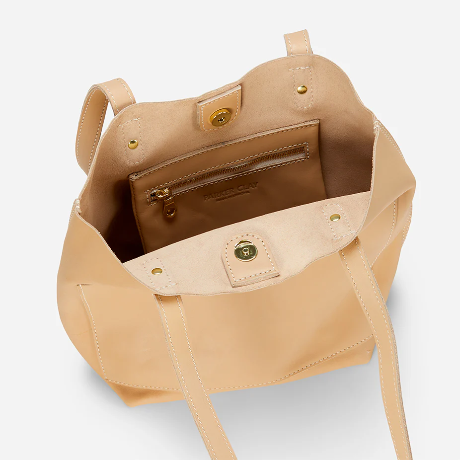 Caroline Small Full-Grain Leather Tote – Sand, Handcrafted in Ethiopia - Image 4